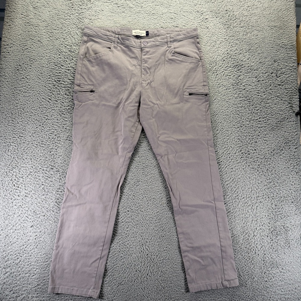 Hudson & Barrow Pant Men's 38x32 Gray Cotton Cargo Straight Leg Utility Stretch